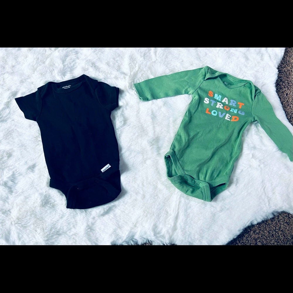 Gerber newborn onesie and newborn okie dokie onesie